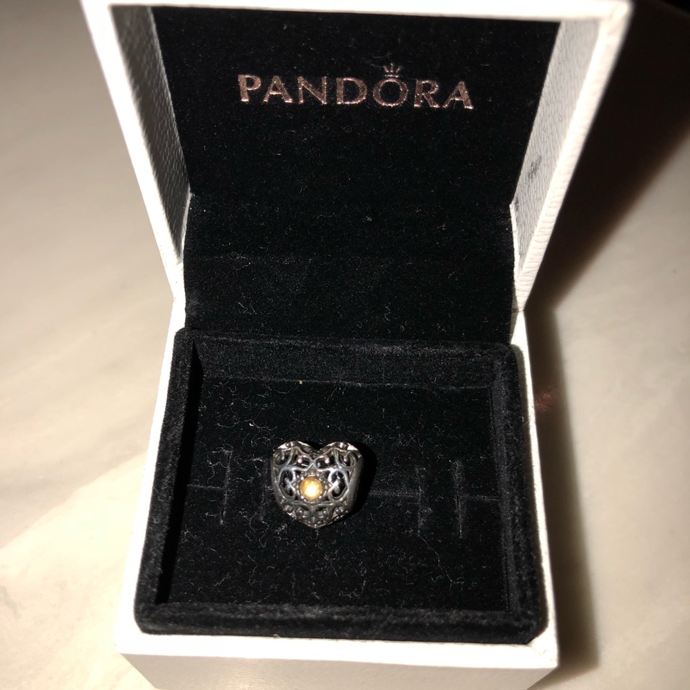 Pandora November heart charm , Citrine